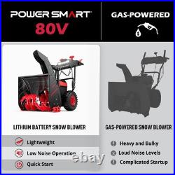PowerSmart 80V 24 Cordless Snow Blower, 45ft Distance, Steel Chute, 6Ah Battery PowerSmart 80V 24 Cordless Snow Blower, 45ft Distance, Steel Chute, 6Ah Battery