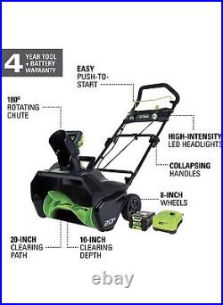 Pro 80V 20 Inch Snow Thrower with 2Ah Battery and Charger