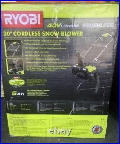 RYOBI 20 in. 40-V Cordless Electric Snow Blower NEW FREE SHIPPING