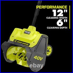 RYOBI 40V 12 in. Single-Stage Cordless Electric Snow Shovel with 4.0 Ah Battery