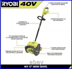RYOBI 40V Cordless 12-inch Wheeled Snow Shovel RY408013 (Tool-Only)