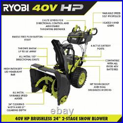 RYOBI 40V HP Brushless 24 Two-Stage Snow Blower TOOL ONLY Ry40807 RYOBI 40V HP Brushless 24 Two-Stage Snow Blower TOOL ONLY Ry40807