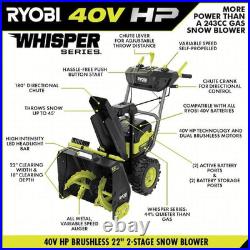 RyobI 40V HP Brushless Whisper Series 22 TwoStage Snow Blower Tool Only MISSING RyobI 40V HP Brushless Whisper Series 22 TwoStage Snow Blower Tool Only MISSING