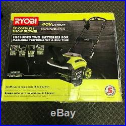 Ryobi 21 in. Brushless Cordless Electric Snow Blower with 2 Batteries & Charger