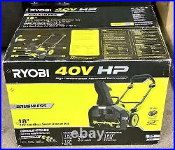 Ryobi 40V 18 1-Stage Cordless Snow Blower Kit with Battery & Charger RY40890