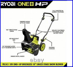 Ryobi ONE+ HP 18V Brushless 18 Single-Stage Snow Blower Kit PBLSN01K