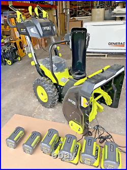 Ryobi RY40807 40V 24 Snow Blower with 6 batteries read description