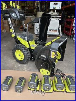 Ryobi RY40807 40V 24 Snow Blower with 6 batteries read description