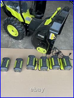 Ryobi RY40807 40V 24 Snow Blower with 6 batteries read description