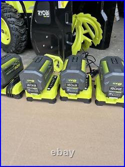 Ryobi RY40807 40V 24 Snow Blower with 6 batteries read description