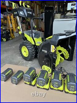 Ryobi RY40807 40V 24 Snow Blower with 6 batteries read description