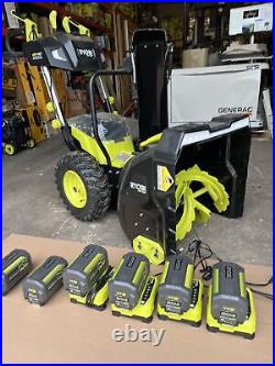 Ryobi RY40807 40V 24 Snow Blower with 6 batteries read description