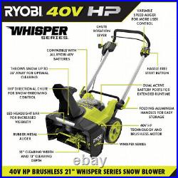 Ryobi RY40810 21 in. 40-Volt Cordless Whiseper Series Snow Blower (Tool Only)