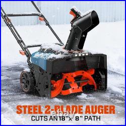 SENIX 40V 18'' Cordless Snow Blower, 2×4.0Ah Batteries & 2 2.0Ah Charger