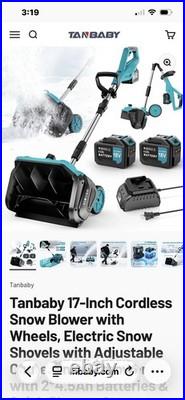 Snow Blower Cordless 17-inch with Wheels, Electric Tanbaby