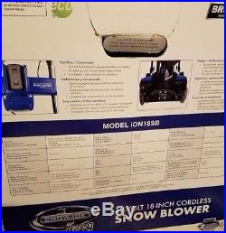 Snow Joe iON18SB Ion Cordless Single Stage Brushless Snow Blower 18 ION18SB Snow Joe iON18SB Ion Cordless Single Stage Brushless Snow Blower 18 ION18SB