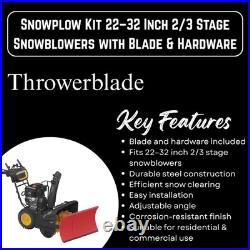 Snowplow Kit Blade & Hardware 22-32 2/3 Stage Snow Blower Attachment Universal