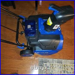 Sun Joe 24V-X2-20SB Cordless Snow Blower with 2 Batteries and Charger Blue
