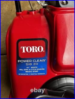 Toro Power Clear 518 ZR Snowblower. NEW CARB, PLUG, WIRE, FRESH OIL