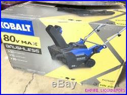 UNUSED & BOXED 22 KOBALT 80-VOLT CORDLESS SNOW THROWER BLOWER With CHARGER $599