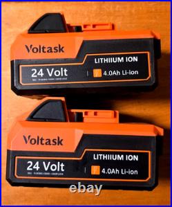 Voltask 24V Li-Ion Dual Port Charger + 2 Batteries 4.0Ah B-20-4 Open Box